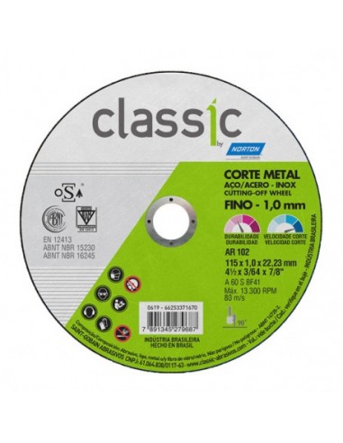 Disco Corte 114 X 1,0 X 22 - Classic - Norton